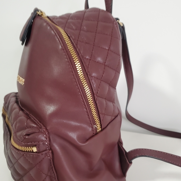 GUESS Quilted Burgundy Mini Backpack - Picture 10 of 14